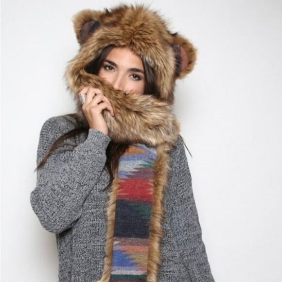 SpiritHoods Kodiak grizzly bear hat hoodie warmer hood OS one size unisex - Picture 5 of 16